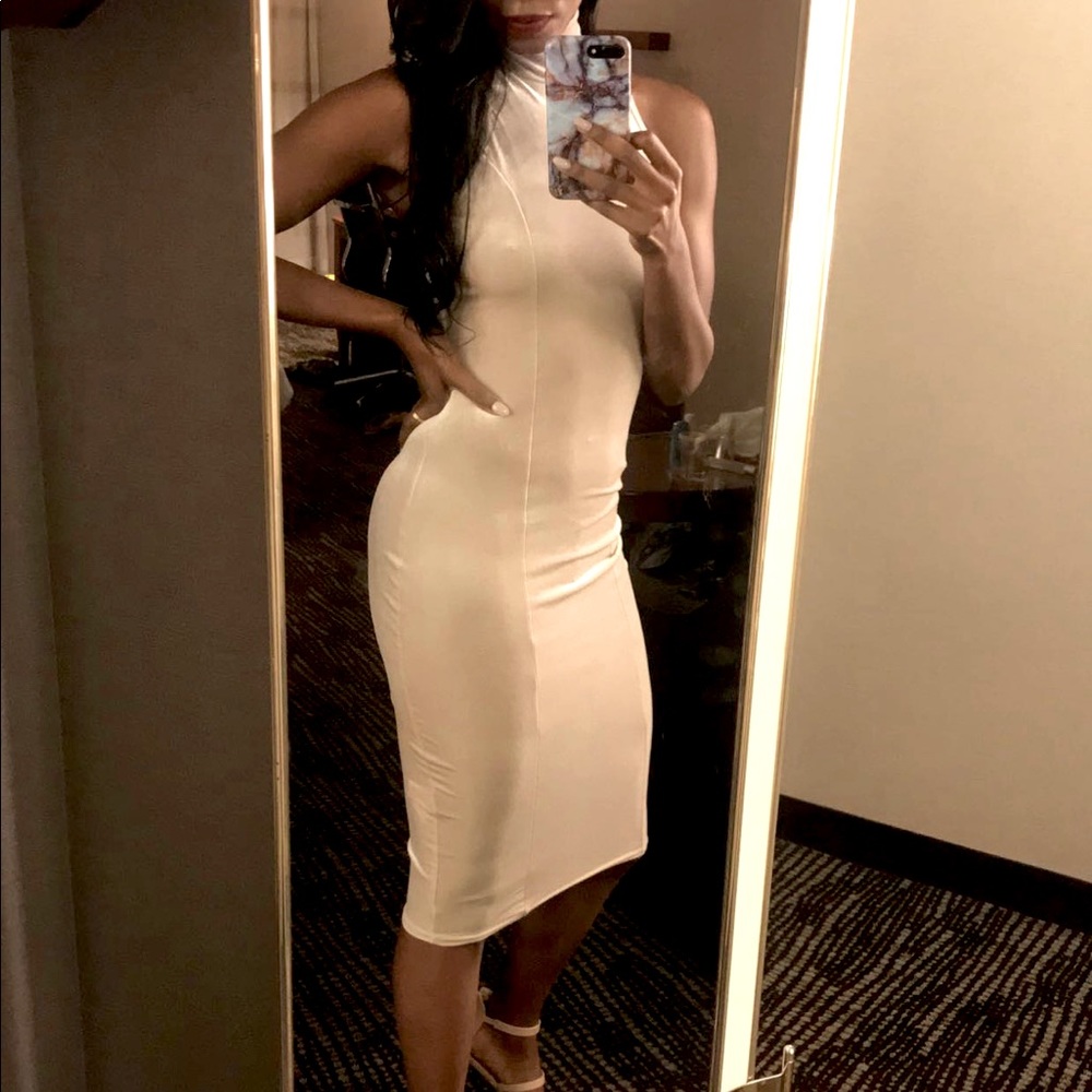 Boohoo suede sleeveless turtle neck midi dress